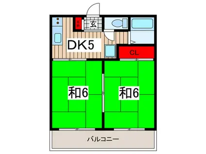 日進ハイツ(2DK/2階)の間取り写真