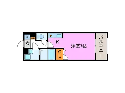 CASA GRANDE(ワンルーム/2階)の間取り写真