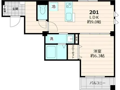 ケイ ハウス(1LDK/2階)の間取り写真