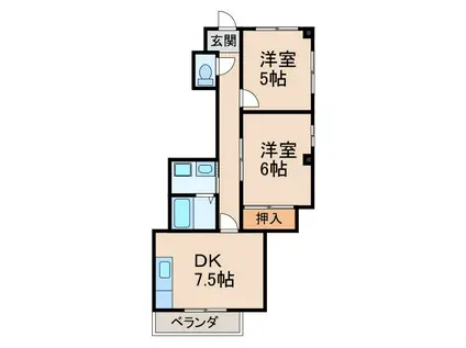 マンション木原(2DK/3階)の間取り写真