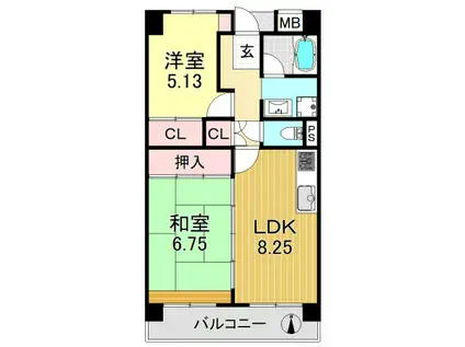 ノーブルハウス関井(2LDK/3階)の間取り写真