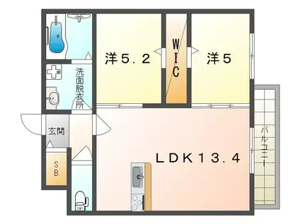 LEISTII(2LDK/2階)の間取り写真