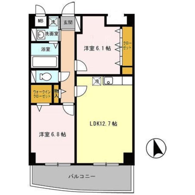 カーサ善(2LDK/3階)の間取り写真