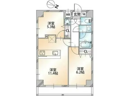 オーキッドレジデンス本駒込(2LDK/5階)の間取り写真