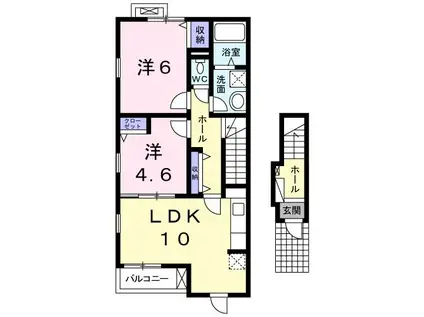 メゾン アンソレイエIII(2LDK/2階)の間取り写真