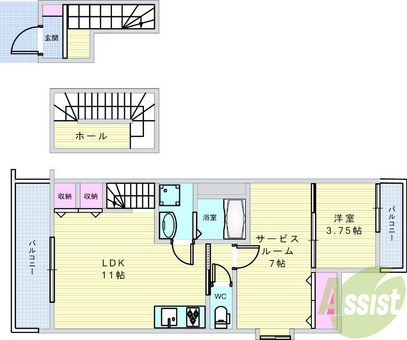 G MAISON 豊中蛍池(2LDK/3階)の間取り写真