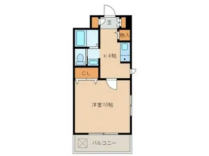 グリーンピュア(1K/2階)の間取り写真