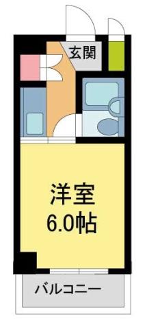 シェルプール弐番館(ワンルーム/3階)の間取り写真