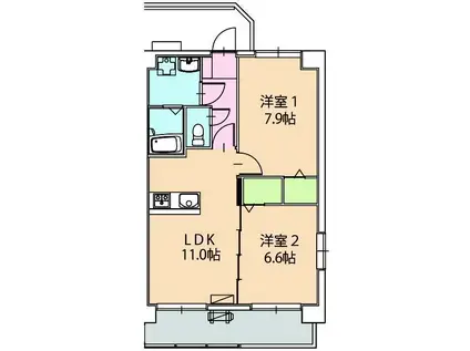 SCELTO・K(2LDK/3階)の間取り写真