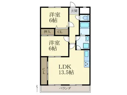 ハウスリット(2LDK/1階)の間取り写真
