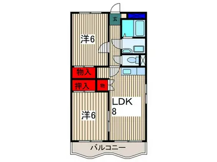ハピネス指扇壱番館(2LDK/2階)の間取り写真