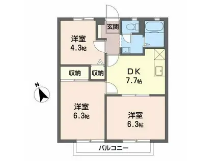 アーバン北脇(3DK/2階)の間取り写真