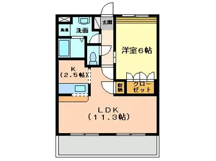 ロイヤルガーデン(1LDK/1階)の間取り写真