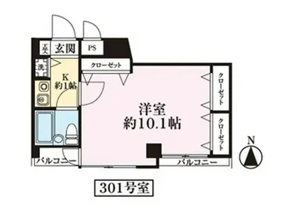 パーソナルマンション中央(1K/3階)の間取り写真