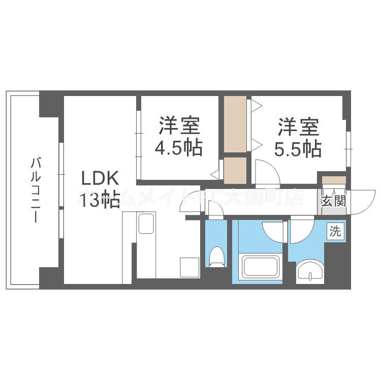 アトリエール堺寺地町(2LDK/2階)の間取り写真