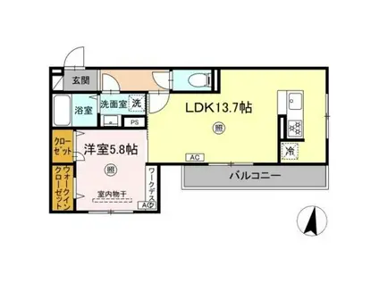 サニーサイド幸町1(1LDK/3階)の間取り写真