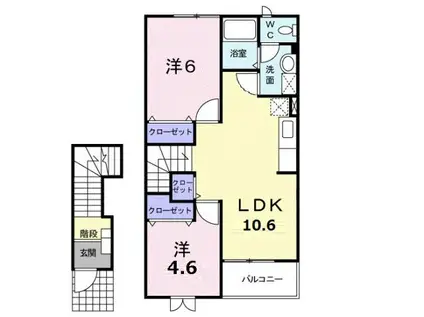 ピース・コアA(2LDK/2階)の間取り写真