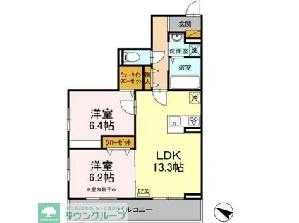 レジデンスヒルトップIX(2LDK/2階)の間取り写真