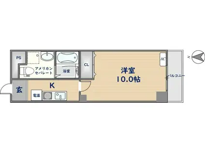 ミワパラディ荒本西(1K/8階)の間取り写真