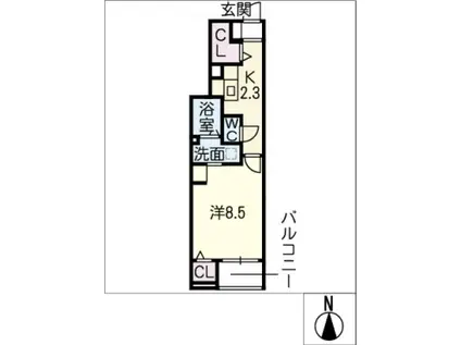 ウィンブリー(1K/1階)の間取り写真