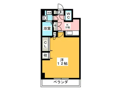 レ・ベント岐阜(1K/9階)の間取り写真