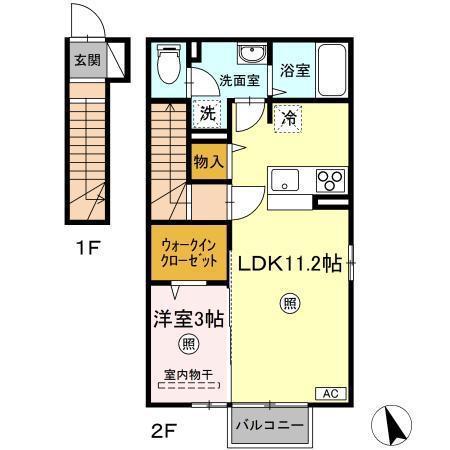 D-ROOM桜(1LDK/1階)の間取り写真