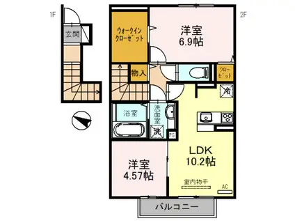 パークハイム七番館(2LDK/2階)の間取り写真