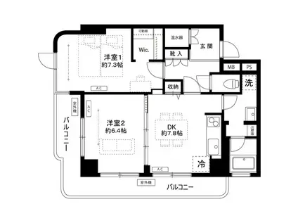 ホワイトパレス(2DK/6階)の間取り写真