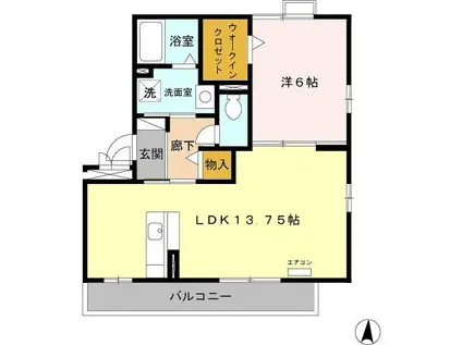 リバージュ A棟(1LDK/3階)の間取り写真