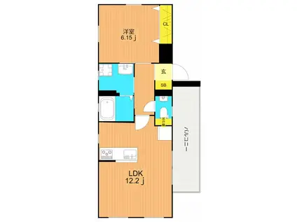 CREST COURT TOGOSHI(1LDK/3階)の間取り写真