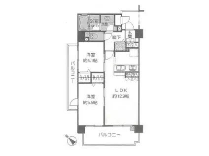 ライオンズマンション向ヶ丘遊園(2LDK/3階)の間取り写真