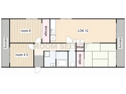 原田ビル(3LDK/2階)の間取り写真