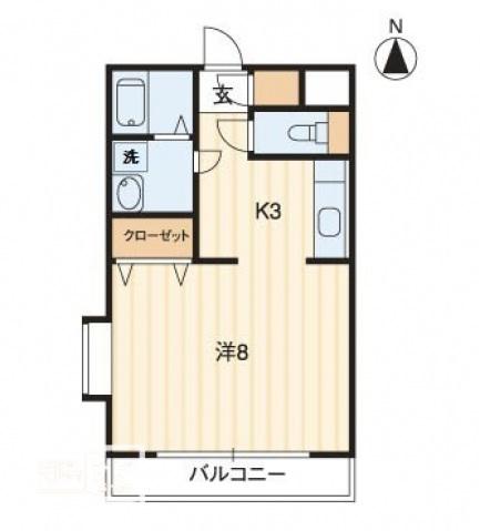 フラワーマンション(1K/2階)の間取り写真