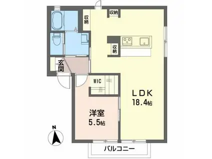 シャンボ-ルハウスC(1LDK/1階)の間取り写真