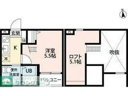 CAMINOALTA黄金 (1K/2階)の間取り写真