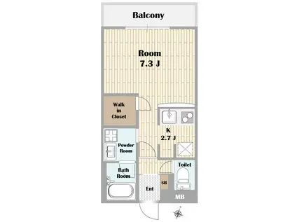 ウェルスクエア神戸住吉(1K/3階)の間取り写真