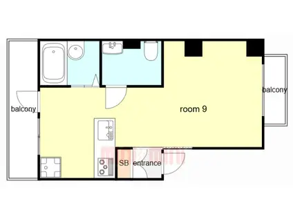 津の峰マンション(1K/3階)の間取り写真