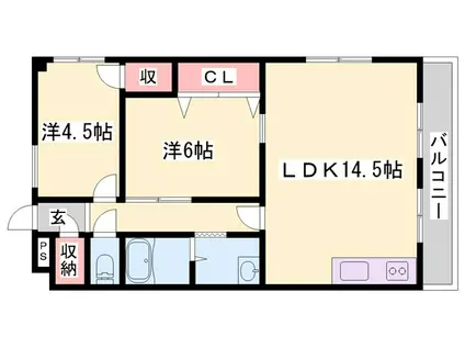 ビスタハウス(2LDK/4階)の間取り写真