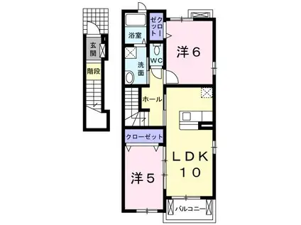 アルカンシェル市原E(2LDK/2階)の間取り写真