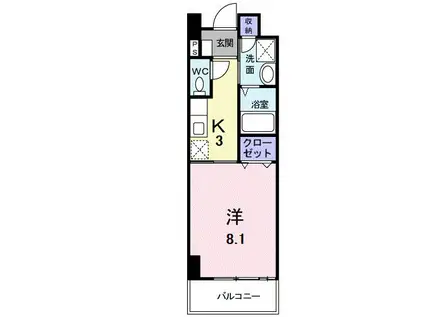 シューテル宝町(1K/3階)の間取り写真