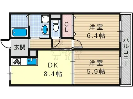 ロイヤルカーサ千種(1K/2階)の間取り写真