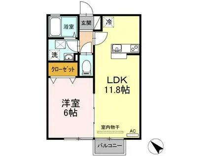 GENESIS(1LDK/2階)の間取り写真