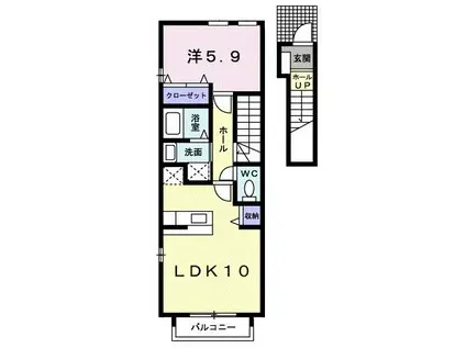 ビレッジ ハイマウンテン C(1LDK/2階)の間取り写真