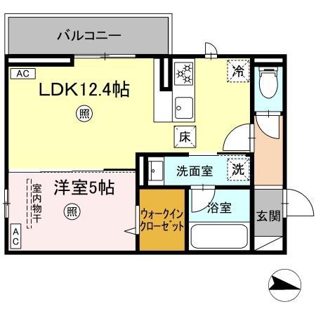 クオリティパレス真砂(1LDK/1階)の間取り写真