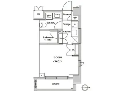 カスタリア菊川(ワンルーム/4階)の間取り写真