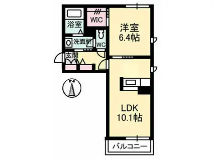 グランディール新山口 C棟(1LDK/2階)の間取り写真