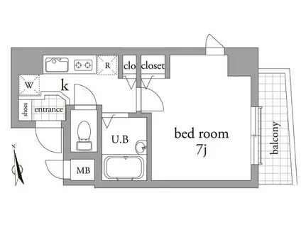 ティーライズ(1K/2階)の間取り写真