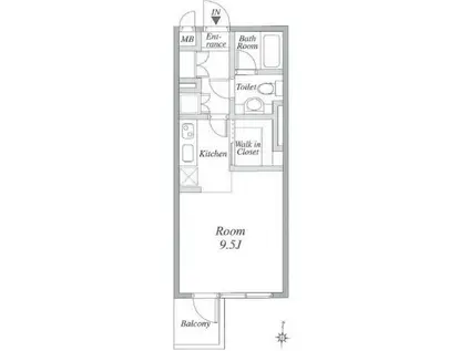 ルート四谷三丁目(ワンルーム/2階)の間取り写真