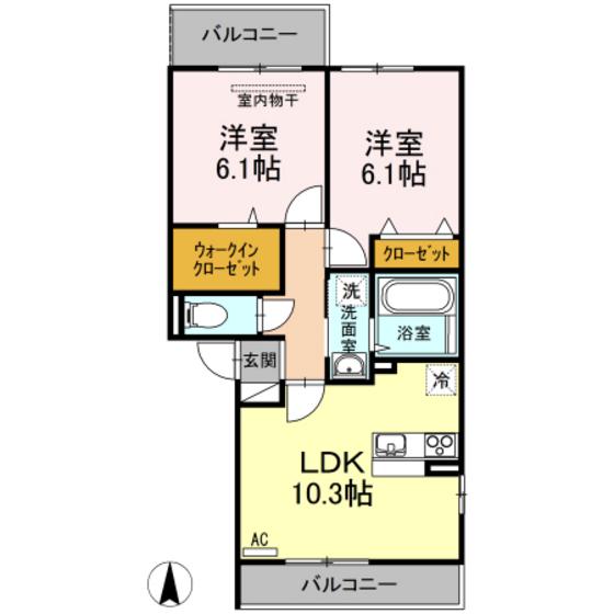 ポルト白石 A棟(2LDK/2階)の間取り写真