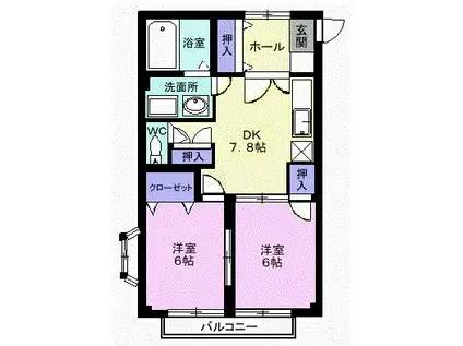 アビタシオンKS(2DK/1階)の間取り写真